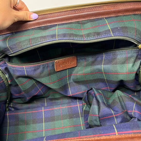Orvis Canvas & Leather Zip Travel Duffle Bag Large Green - Picture 9 of 11